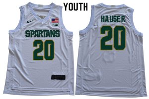 Youth Michigan State Spartans NCAA #20 Joey Hauser White Authentic Nike Stitched College Basketball Jersey VP32P62HE